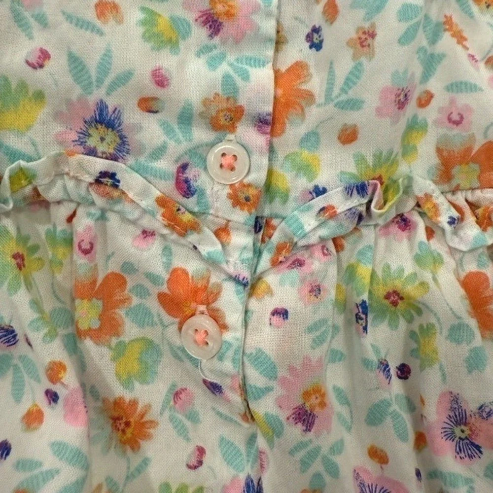 OshKosh B'gosh 4T Floral Tiered Cotton Sundress Tie Shoulder Ruffle‎ White